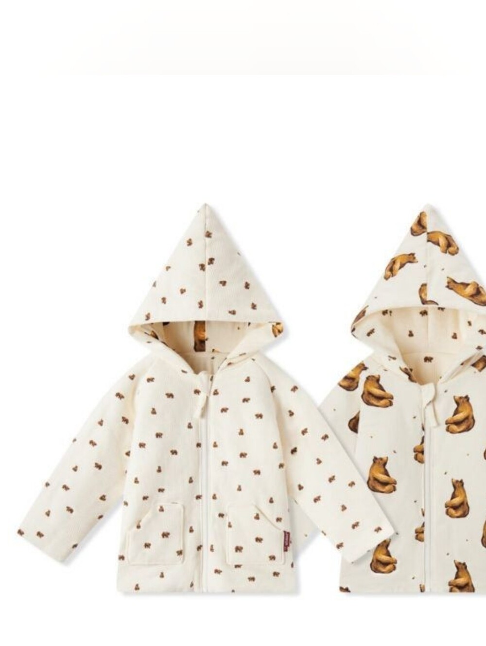 Milkbarn Cream Bear-Print Hooded Raincoat